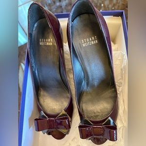 Stuart Weitzman plum peep toe heels Size 9